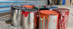 Selected focus for used paint cans